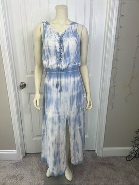 Exist Blue and White Tie-Dye Maxi Dress